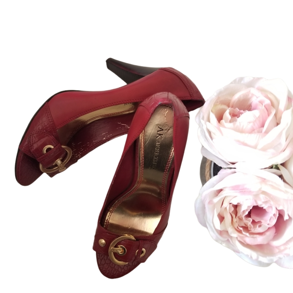 AK Anne Klein Marekindled Red Leather Heels